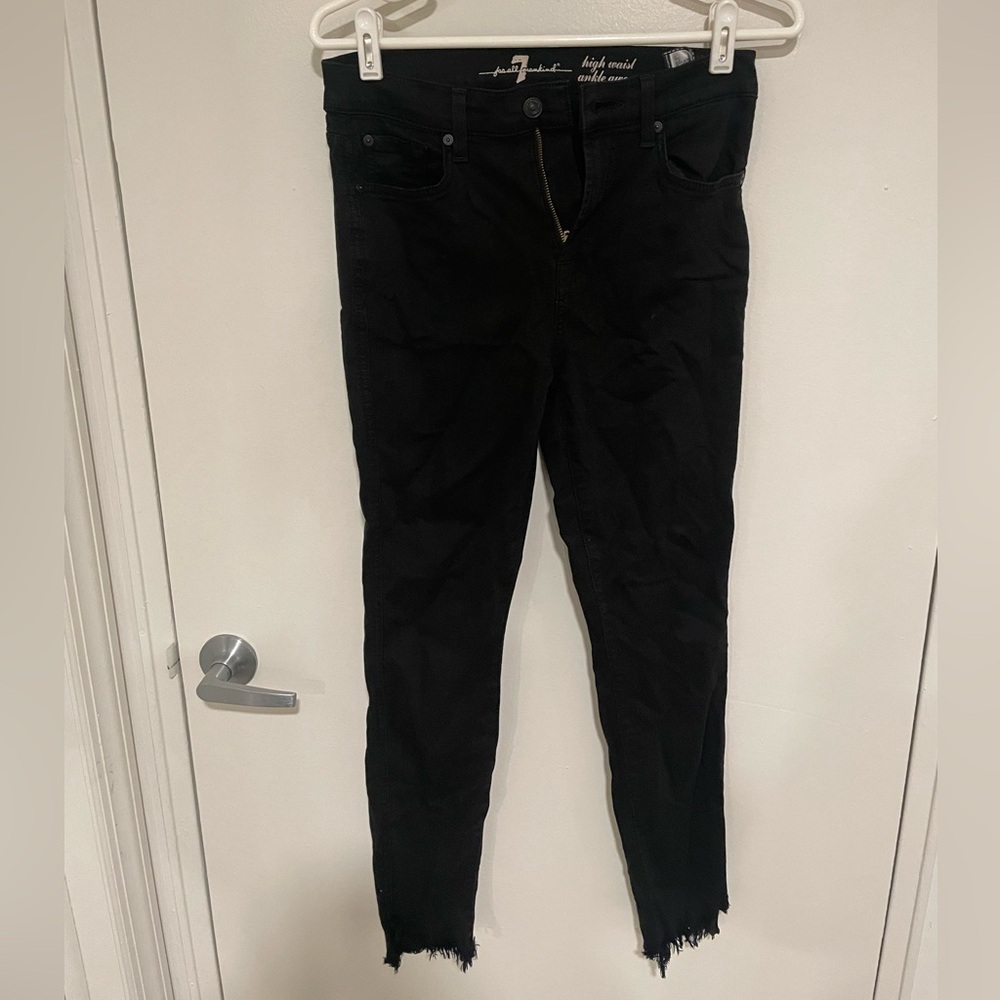 Seven 7 high waist frayed ankle jeans